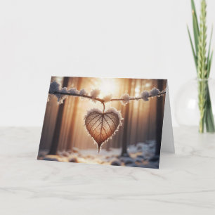 Birthday Winter Heart Leaf In a Forest Card