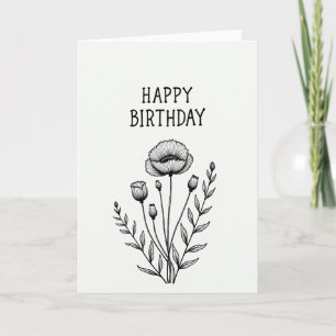 Birthday Wish Floral Illustration Card