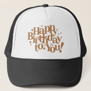 Birthday wish message calligraphy trucker hat