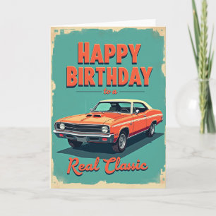 Birthday Wish Retro Car Card