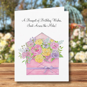 Birthday Wishes Across the Miles Floral Envelope Card