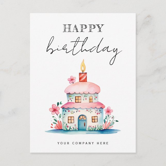 Birthday Wishes Birthday Cake House Realty Postcard (Front)