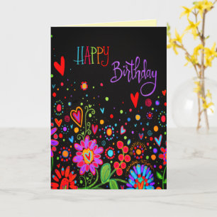 Birthday Wishes Black Colourful Modern Trendy  Card