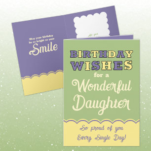 Birthday wishes daughter purple green card