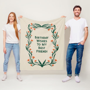 Birthday Wishes Elegant Floral Frame Fleece Blanket