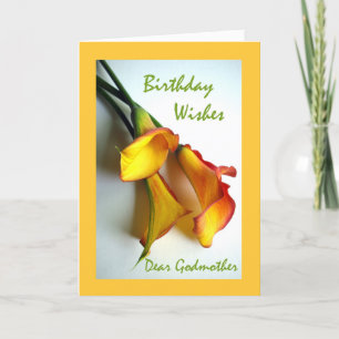 Birthday Wishes for a Godmother, Mango Calla Lily Card