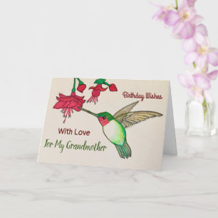 Birthday Wishes For Grandma Hummingbird Painting Card