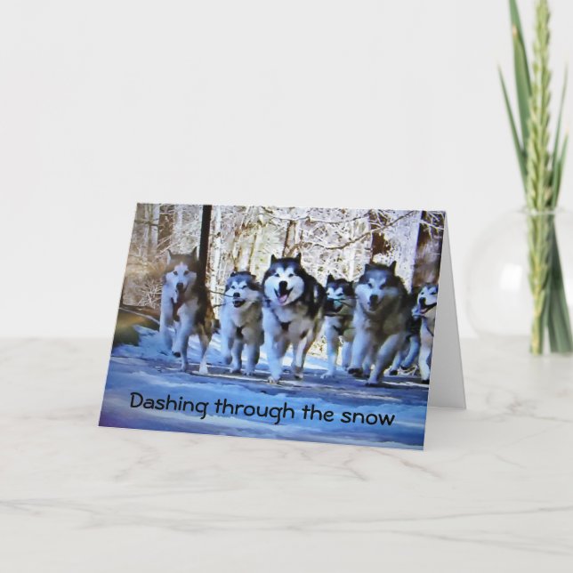**BIRTHDAY WISHES** FROM SLED DOGS HOLIDAY CARD (Front)