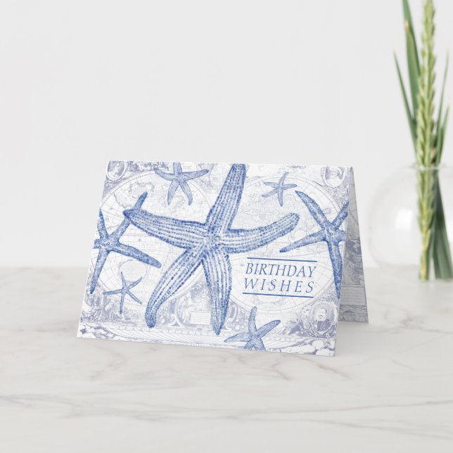 Birthday Wishes Nautical Starfish Card (Front)