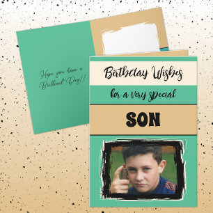 Birthday wishes special son green photo card