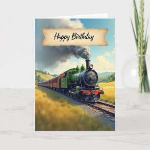 Birthday Wishes Steam Train Card