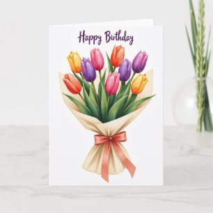 Birthday Wishes Tulip Bouquet Card