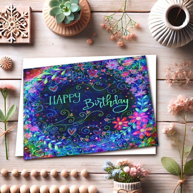Birthday Wishes Wreath Pretty Floral Inspirivity Card (Creator Uploaded)