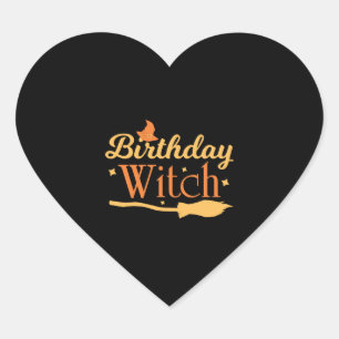 Birthday Witch Halloween Birthday Heart Sticker