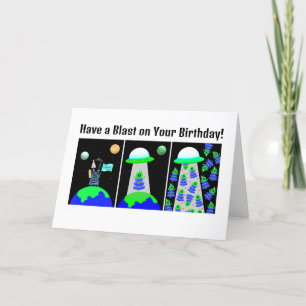 Birthday with cute aliens card by Jo Images