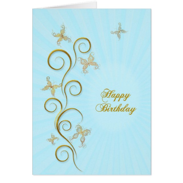 Birthday with golden butterflies (Front)