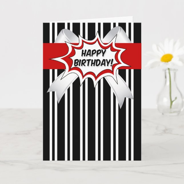 Birthday with Red Comic Book Style Card (Small Plant)