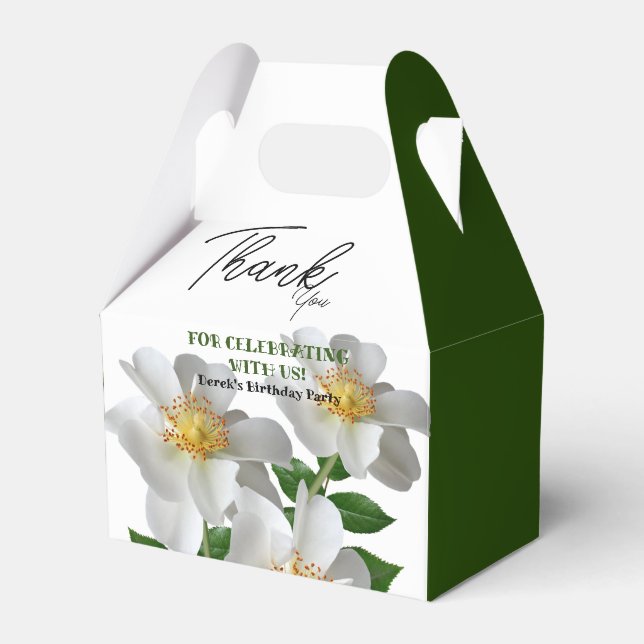 Birthday with white flower favour box (Front Side)