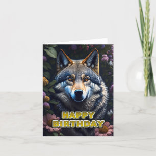 birthday wolf thank you card