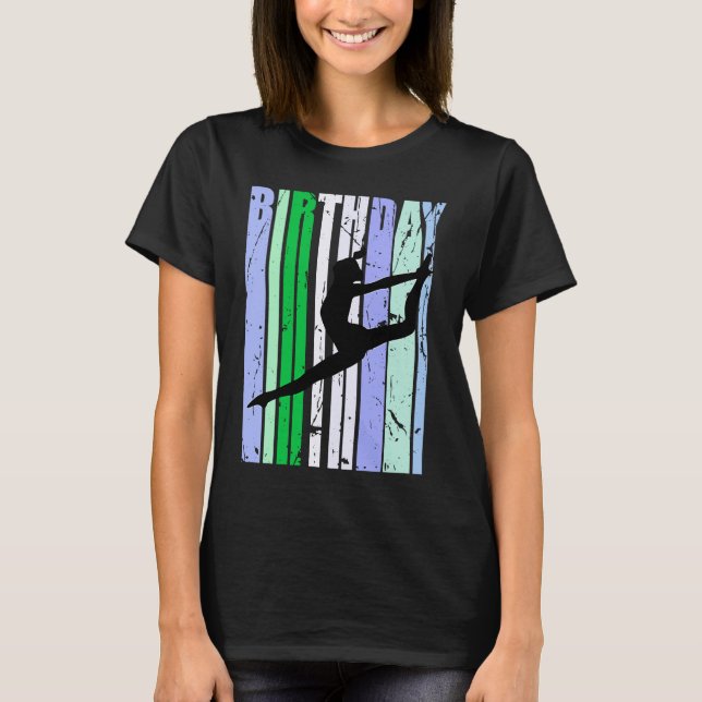 Birthday Womens Dance Girl Retro Season Blue Green T-Shirt (Front)