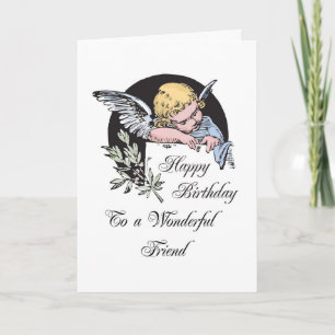 Birthday Wonderful Friend Vintage Religious Angel Card