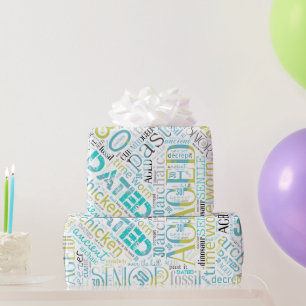 Birthday Word Cloud Thirty Blue ID266 Wrapping Paper