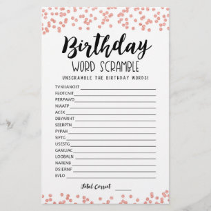 Birthday word scramble game with Answers