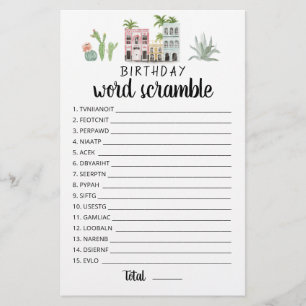 Birthday word scramble game with Answers