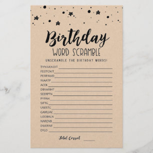 Birthday word scramble game with Answers
