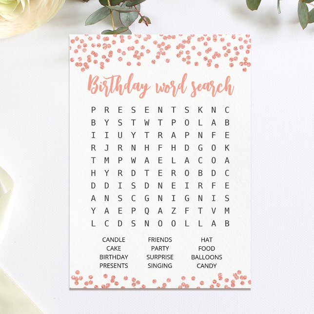 Birthday Word search game Birthday party Card (Creator Uploaded)