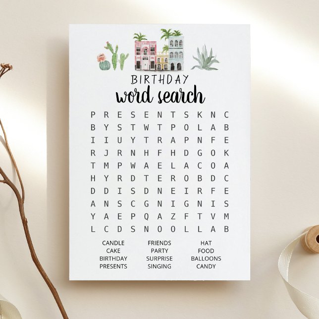 Birthday Word search game Birthday party Card (Creator Uploaded)