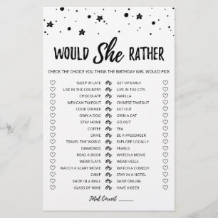 Birthday Would She Rather editable game