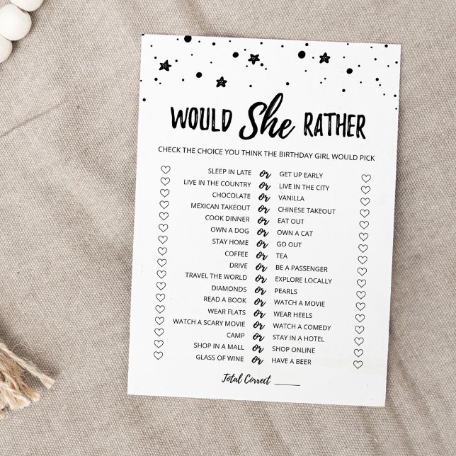 Birthday Would She Rather editable game Card (Creator Uploaded)