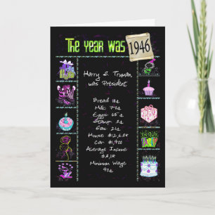 Birthday Year 1946 Fun Trivia Facts Card