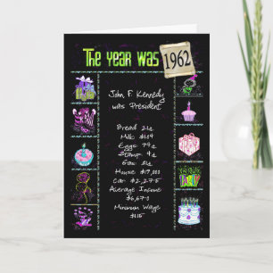 Birthday Year 1962 Fun Trivia Facts Card