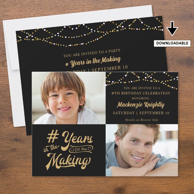 Birthday Years in the Making 2 Photos Custom Colou Invitation (Creator Uploaded)