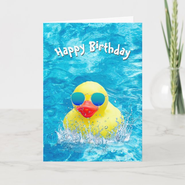 Birthday Yellow Duck With Sunglasses Card (Front)