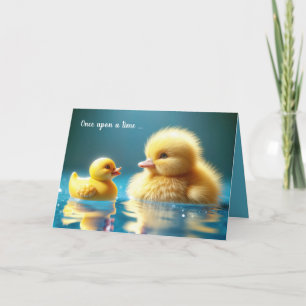 Birthday Yellow Duckling With a Toy Rubber Duck Card