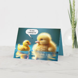 Birthday Yellow Duckling With a Toy Rubber Duck Card