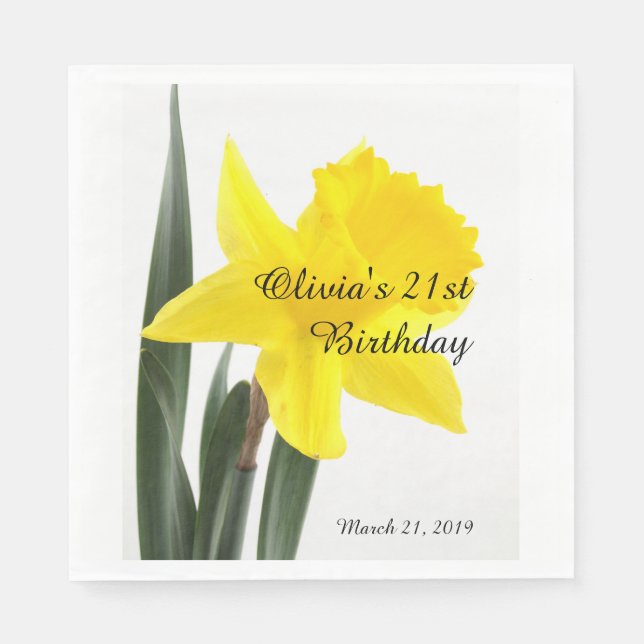 Birthday Yellow Narcissus Daffodil Napkin (Front)