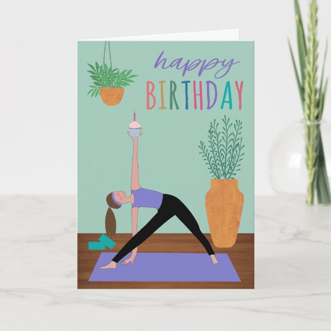 Birthday Yoga Cupcake Card (Front)