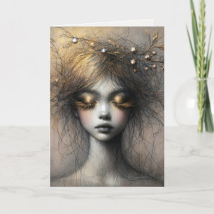 Birthday Young Woman With Gold Eyelashes Card