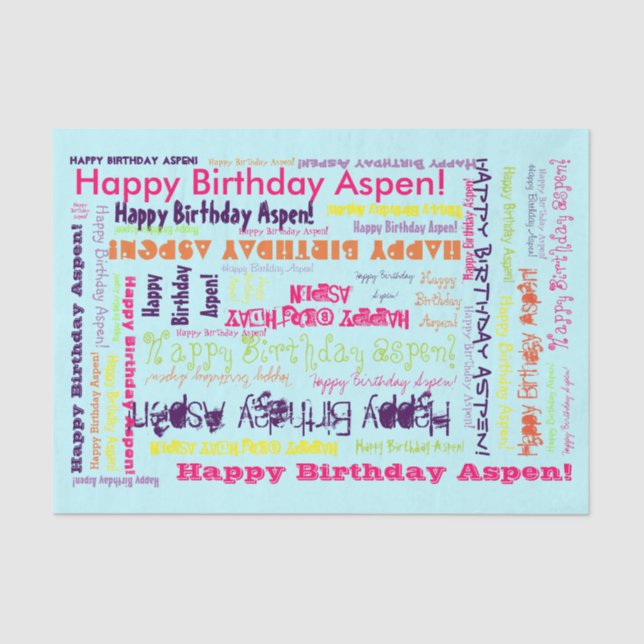 Birthday,Your Name-Blue Tissue Paper TEMPLATE (Front)