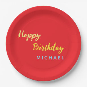 Birthday Your Name Minimalist Personal Modern Paper Plate