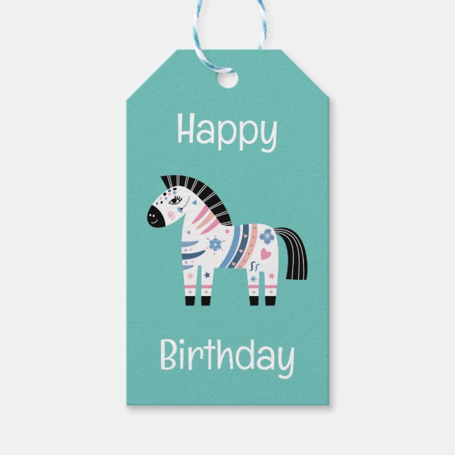 Birthday Zebra Gift Tags (Front)