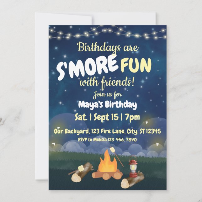 Birthdays are S'More fun birthday party Invitation (Front)
