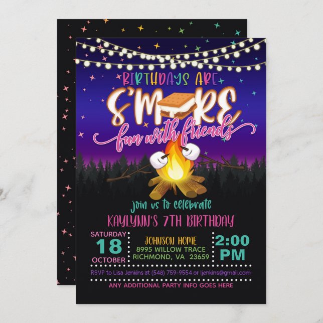 Birthdays Are S'more Fun with Friends Invitation G (Front/Back)