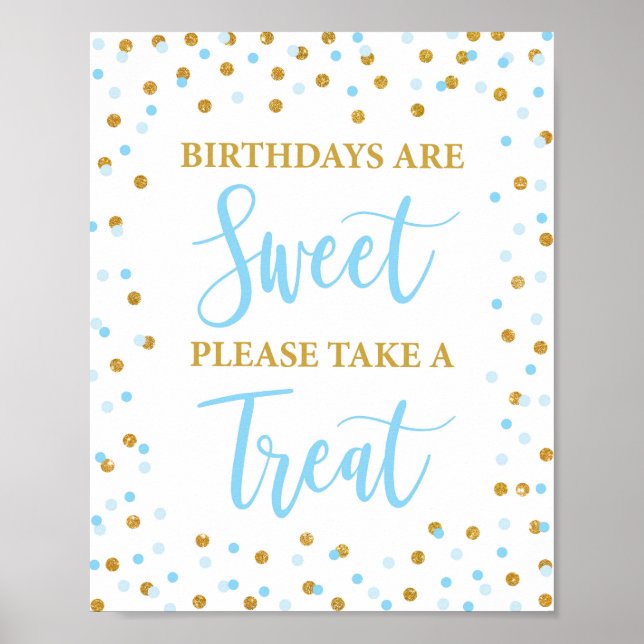 Birthdays Are Sweet Please Take a Treat Party Sign (Front)