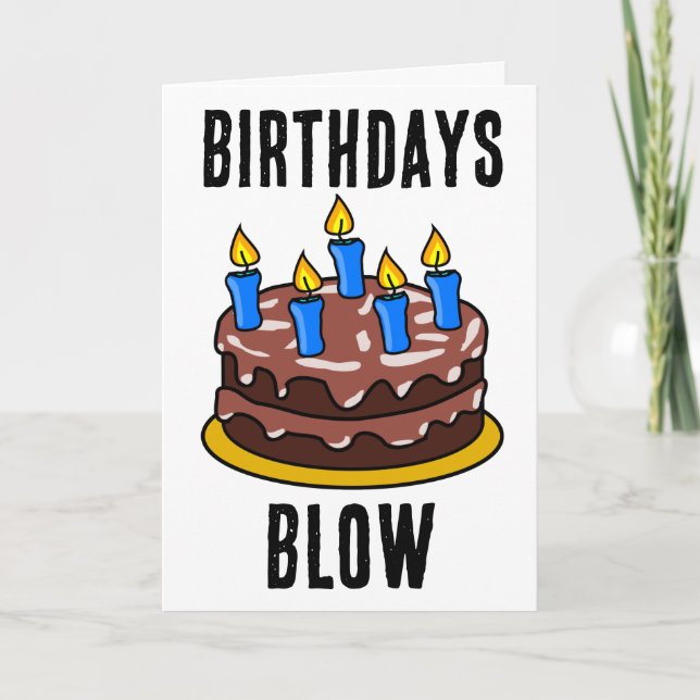 BIRTHDAYS BLOW FUNNY CAKE GREETING CARD (Front)