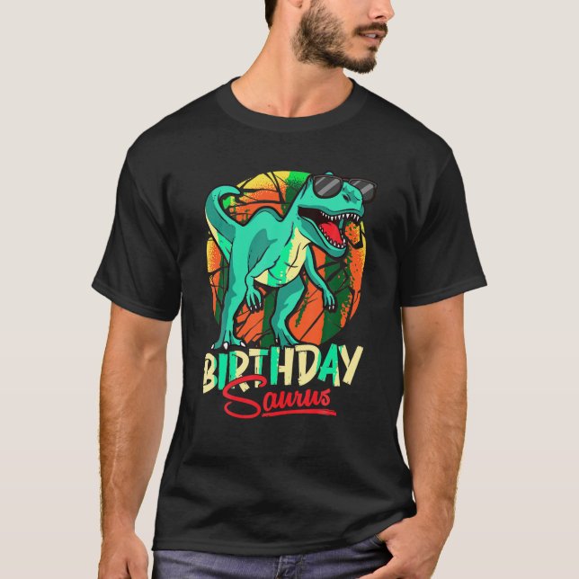 Birthdaysaurus Birthday Saurus Dinosaur Family Mat T-Shirt (Front)
